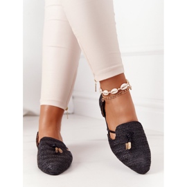 Ballerinor i spets med flätad linje Lu Boo svart 1