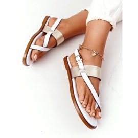 Läder Sandaler Flip-flops Big Star HH274714 Vit och guld gyllene 1