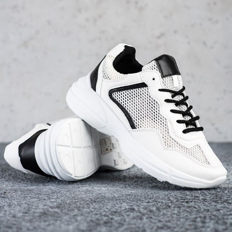 SHELOVET Sneakers med mesh vit 1