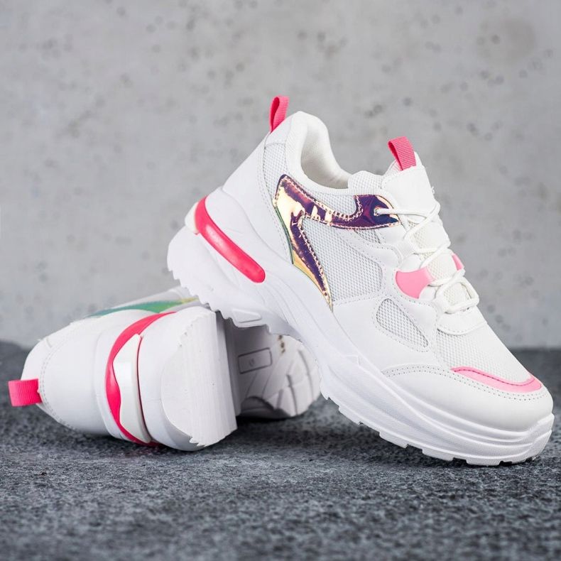 SHELOVET Sneakers med rosa inlägg vit 1