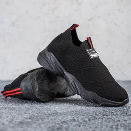 SHELOVET Mode svarta slip-on sneakers 1