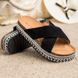 Queen Vivi Svarta tofflor på den dekorativa plattformen 1