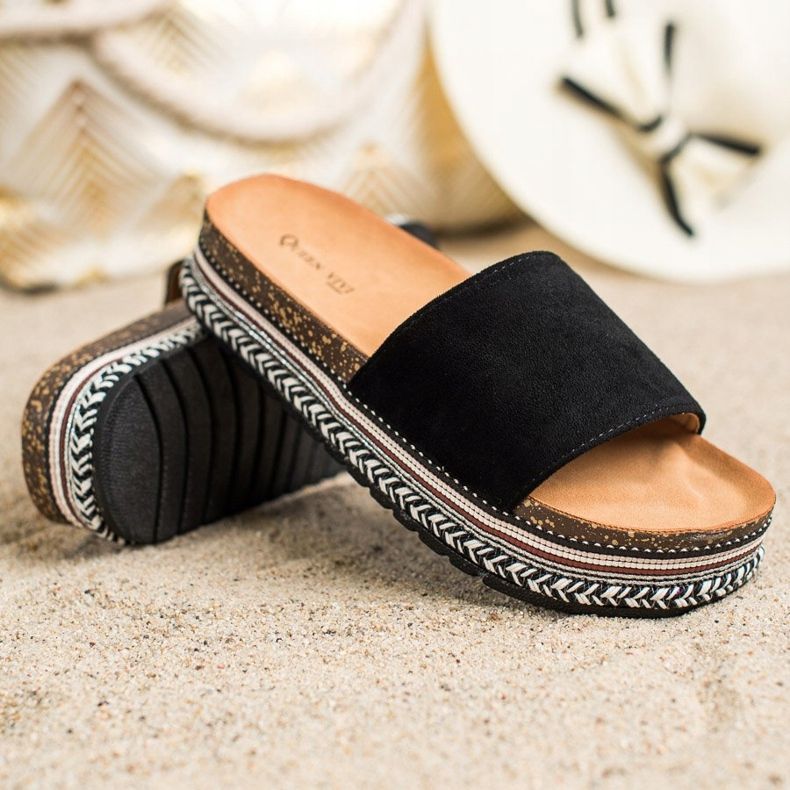 Queen Vivi Svarta tofflor på plattformen 1