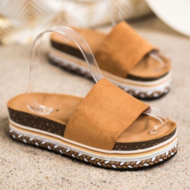 SHELOVET Bekväma mocka tofflor brun 1