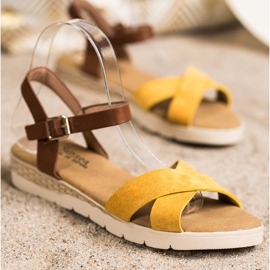 SHELOVET Casual sandaler med spänne brun gul 1