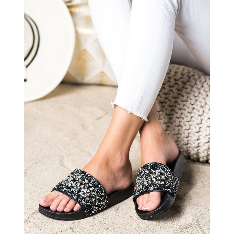 SHELOVET Tofflor Med Prydnader svart 1