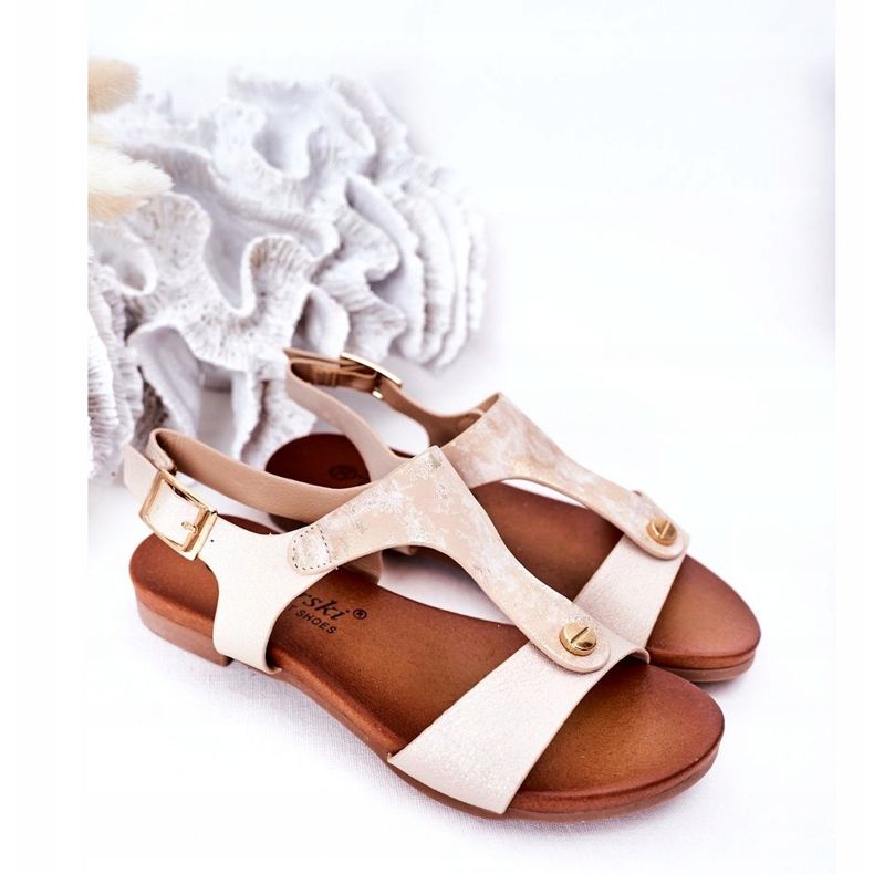 S.Barski Barnsandaler S. Bararski Comfort Złote gyllene 1