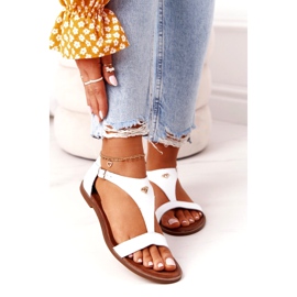 Lädersandaler för kvinnor Nicole 2648 White Metallic vit 1