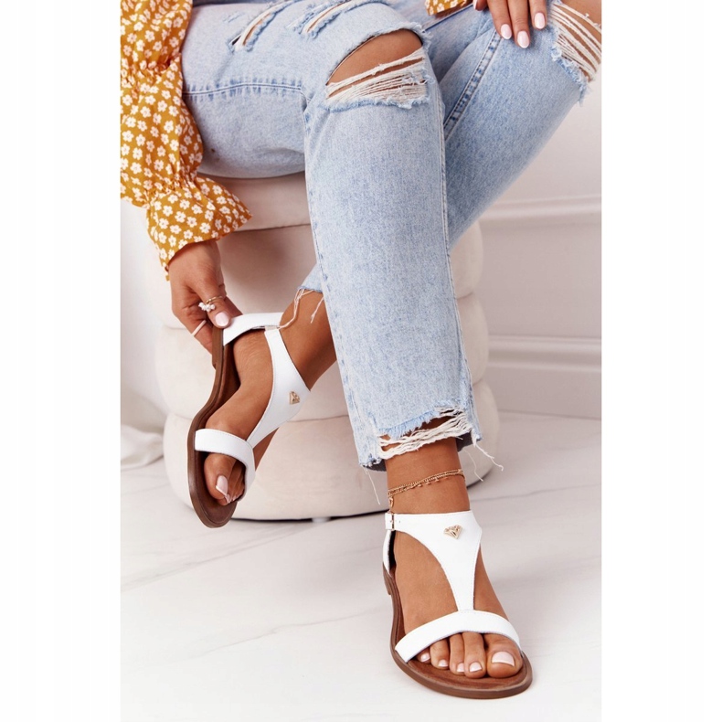 Lädersandaler för kvinnor Nicole 2648 White Metallic vit 2