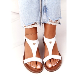 Lädersandaler för kvinnor Nicole 2648 White Metallic vit 3