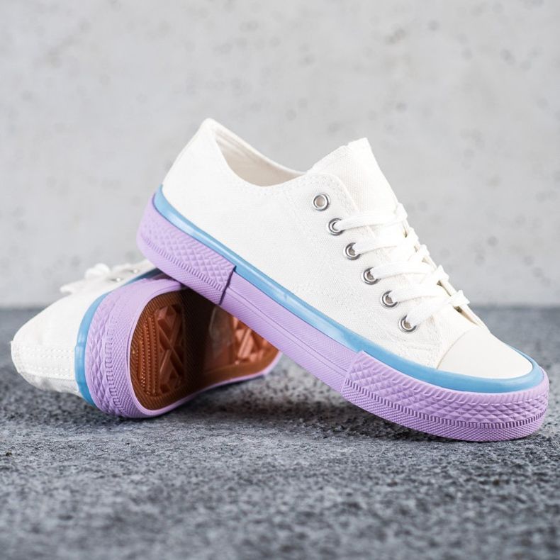 SHELOVET Sneakers på den lila plattformen vit purpur 1