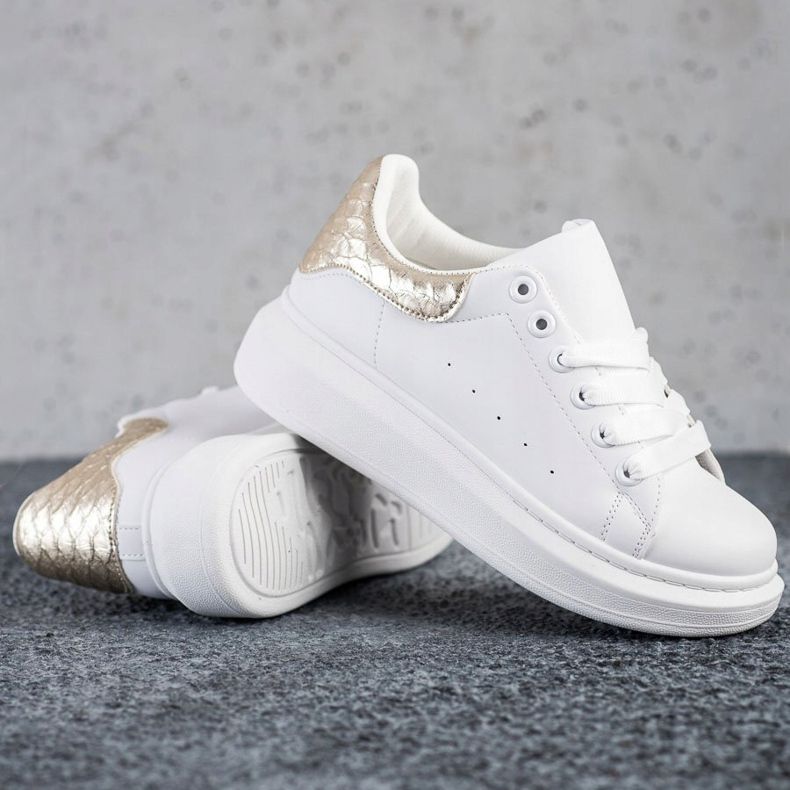 Weide Sneakers med guldinsats vit 1