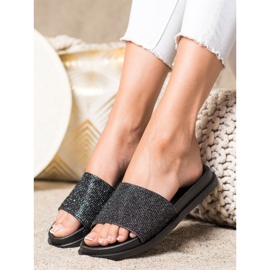 SHELOVET Svarta blanka tofflor 2