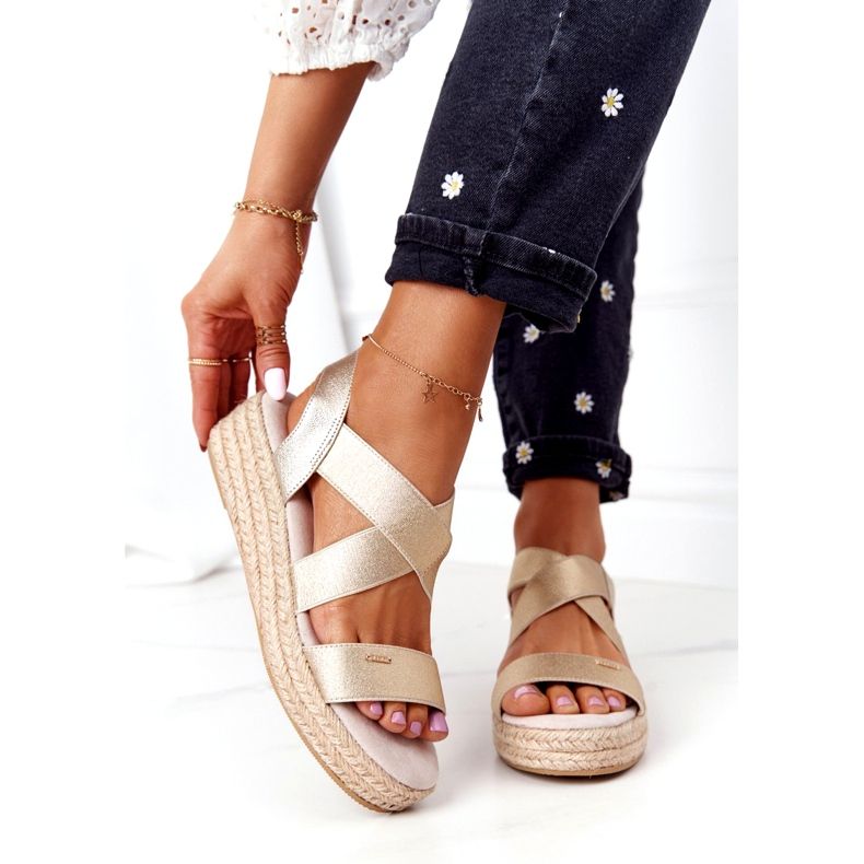 Big Star Kilsandaler med ribbad stor stjärna HH274414 Golden gyllene 1