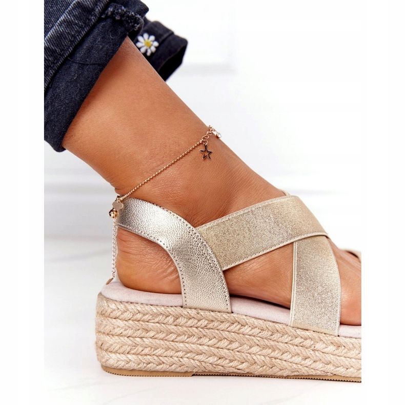 Big Star Kilsandaler med ribbad stor stjärna HH274414 Golden gyllene 4
