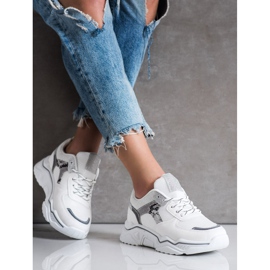 SHELOVET Vita sneakers med glitter 2