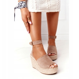MSMG Ljusbruna Makenna Wedge Sandaler med flätor beige 2