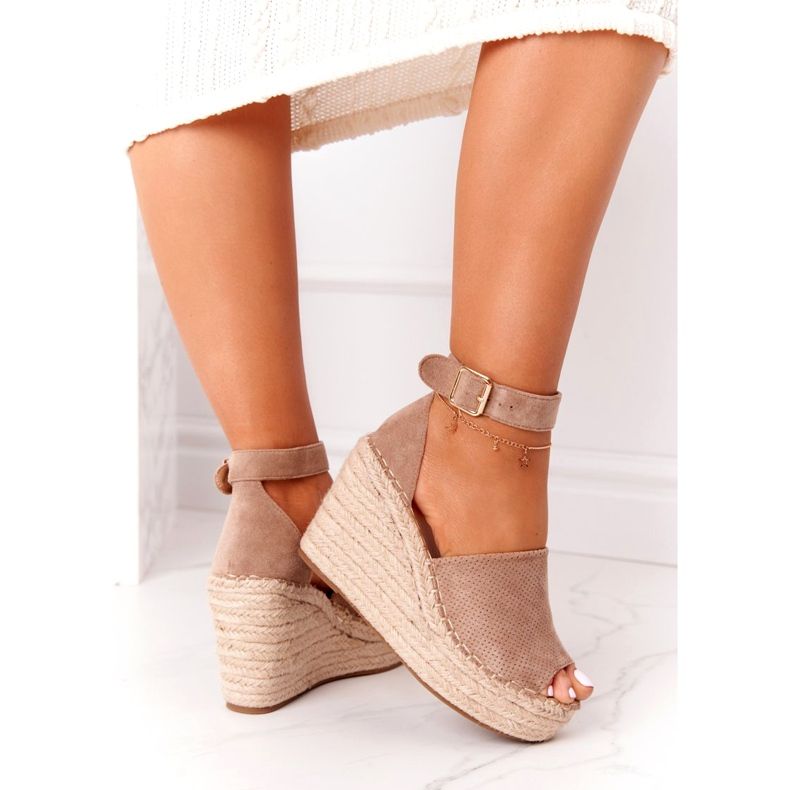 MSMG Ljusbruna Makenna Wedge Sandaler med flätor beige 5