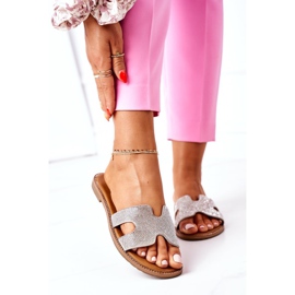 PE1 Läder tofflor med Cubic Zirconia Silver Modena silver- 2