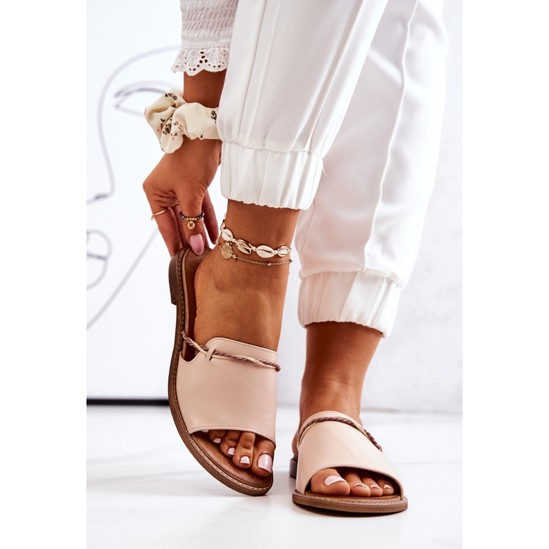 Flipflops i läder från Lewski Shoes, Beige 2