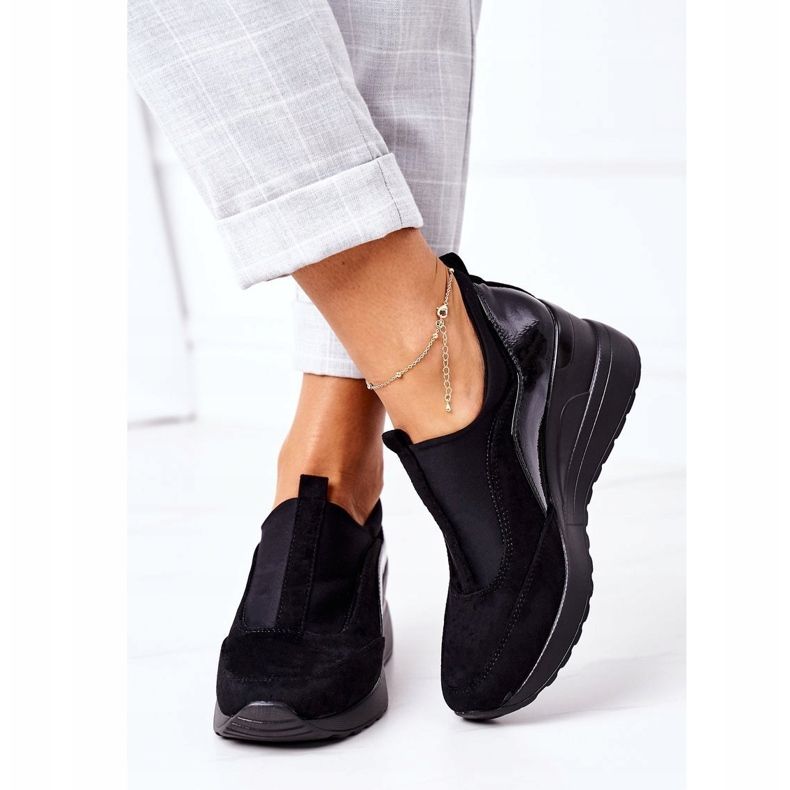 Vinceza 10593 Black Slip On Wedge Sneakers svart 1