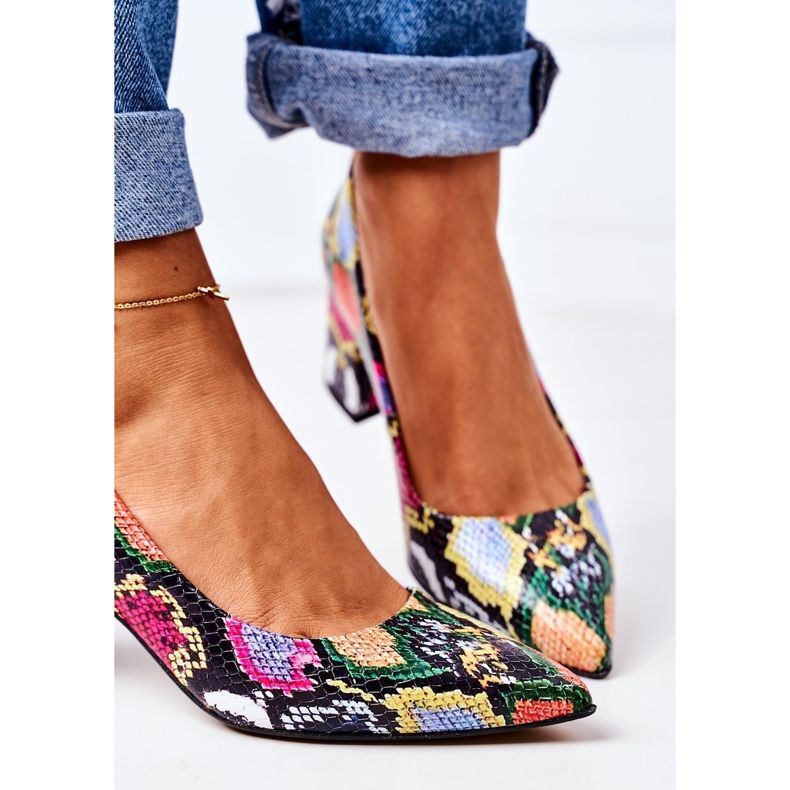 Lewski Shoes Läderpumpar med ormskinnsmönster Lewski -skor 2801 Färgglada mångfärgad 1