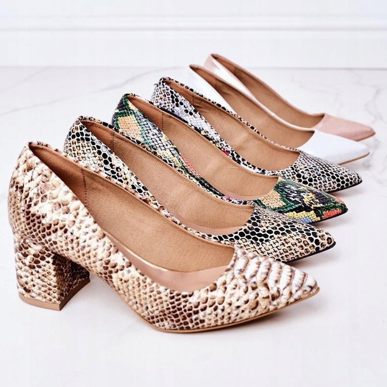 Lewski Shoes Satinpumpar med djurmönster Lewski -skor 2801 Silver 2
