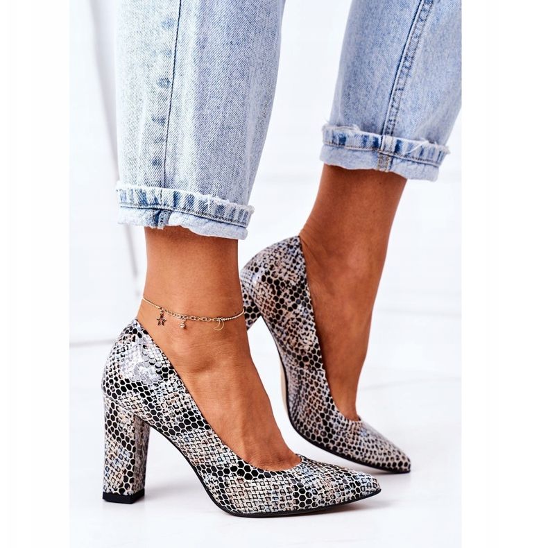 Lewski Shoes Läderpumpar med djurmönster Lewski-skor 2453 Svart-blå 2