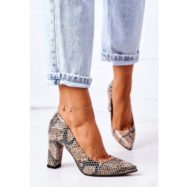 Lewski Shoes Läderpumpar med djurmönster Lewski-skor 2453 Svart-Beige 2