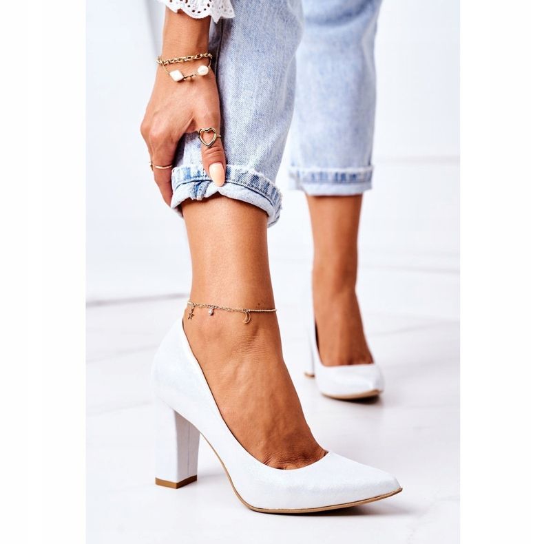 Lewski Shoes Satinpumpar med djurmönster Lewski -skor 2453 Silver 2