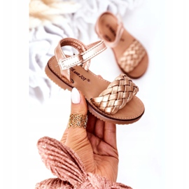 FR1 Barnsandaler med flätat roséguld 283-2B Bailly gyllene 3