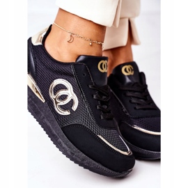 PE1 Kvinnors sportskor Sneakers Svart och guld under kontroll gyllene 1