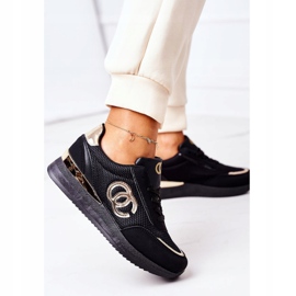 PE1 Kvinnors sportskor Sneakers Svart och guld under kontroll gyllene 2