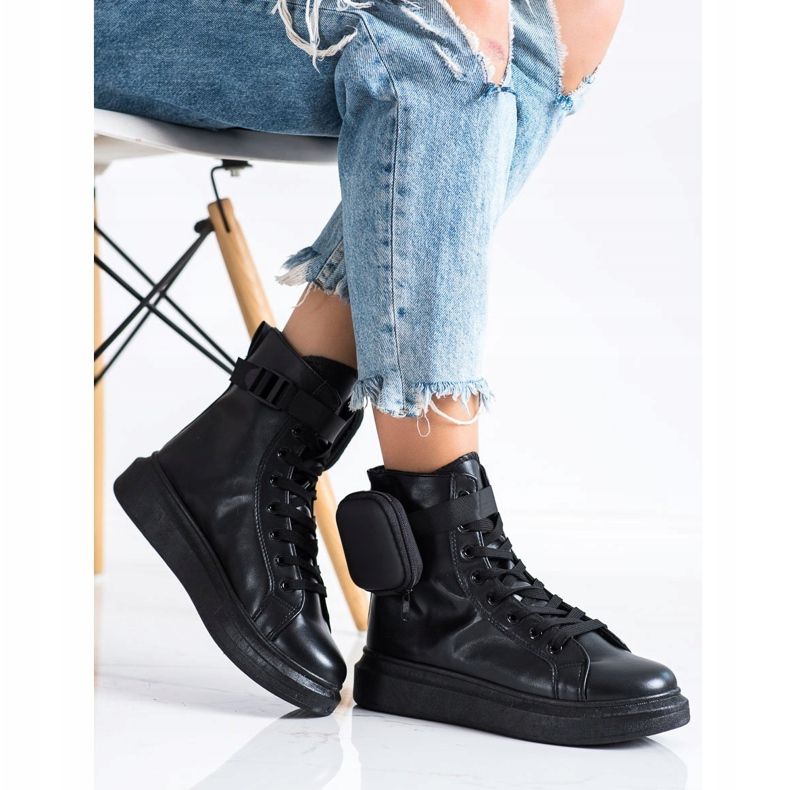 SHELOVET Snörskor med fickan svart 1