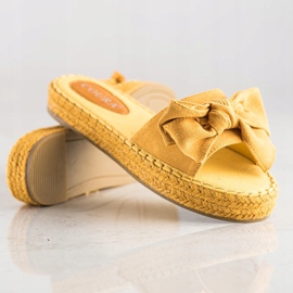 Coura Espadrilles tofflor med rosett gul 2
