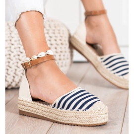 Clowse Randig Espadrilles med spänne beige blå 1