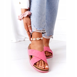 Läderprofilerade tofflor Big Star HH274597 Fuchsia rosa 2