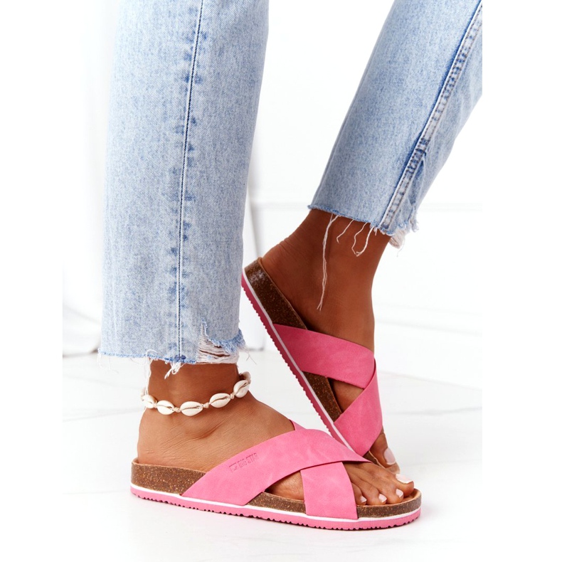 Läderprofilerade tofflor Big Star HH274597 Fuchsia rosa 3