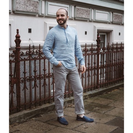 Polbut Herrskor läder 09 för sommaren Marinblå med brun 1