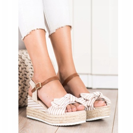 Sweet Shoes Espadrilles sandaler med ränder beige brun 2