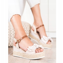 Sweet Shoes Espadrilles sandaler med ränder beige brun 1