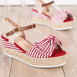 Sweet Shoes Espadrilles sandaler med ränder röd 1