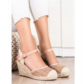 Sweet Shoes Openwork Espadrilles på kilen beige brun rosa 1
