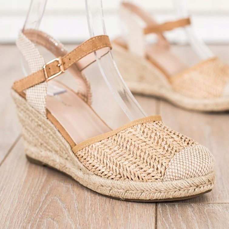Sweet Shoes Openwork Espadrilles på kilen beige brun 1