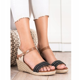 SHELOVET Casual Espadrilles sandaler beige brun svart 1
