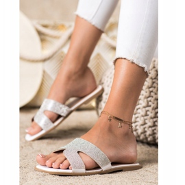 SHELOVET Tofflor Med Kristaller vit 2