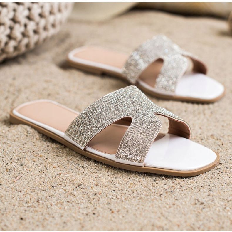 SHELOVET Tofflor Med Kristaller vit 1