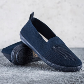 SHELOVET Openwork Slipons marinblå 1