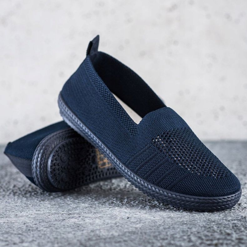 SHELOVET Openwork Slipons marinblå 1