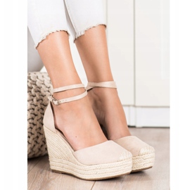 Queentina Snygga Espadrilles på en hög kil beige 2